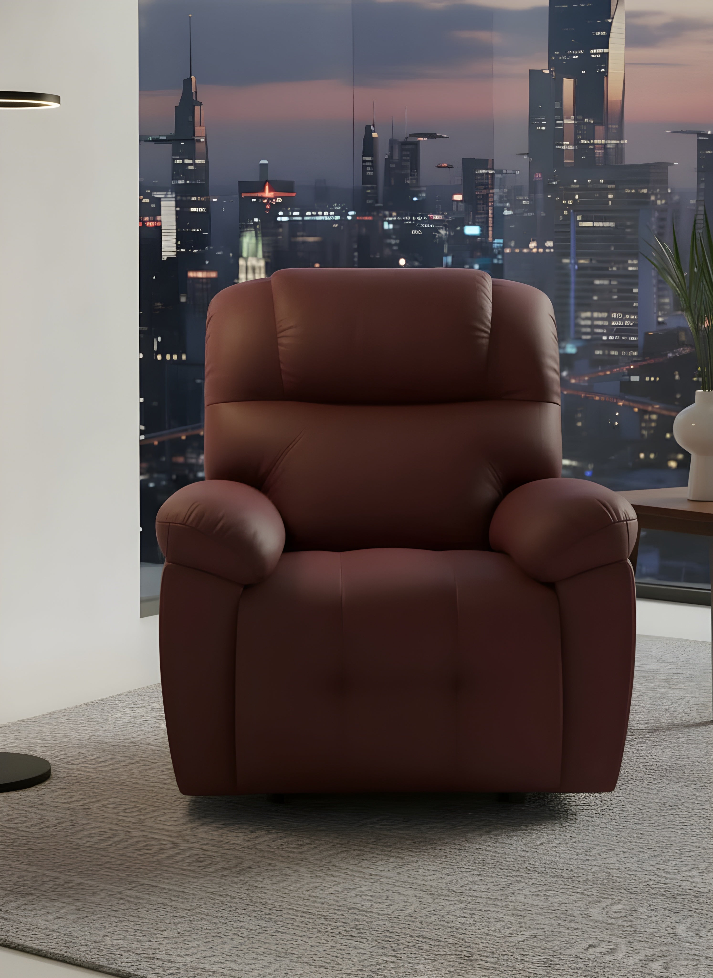 Aero Lux Leather Recliner – Maroon Comfort Edition