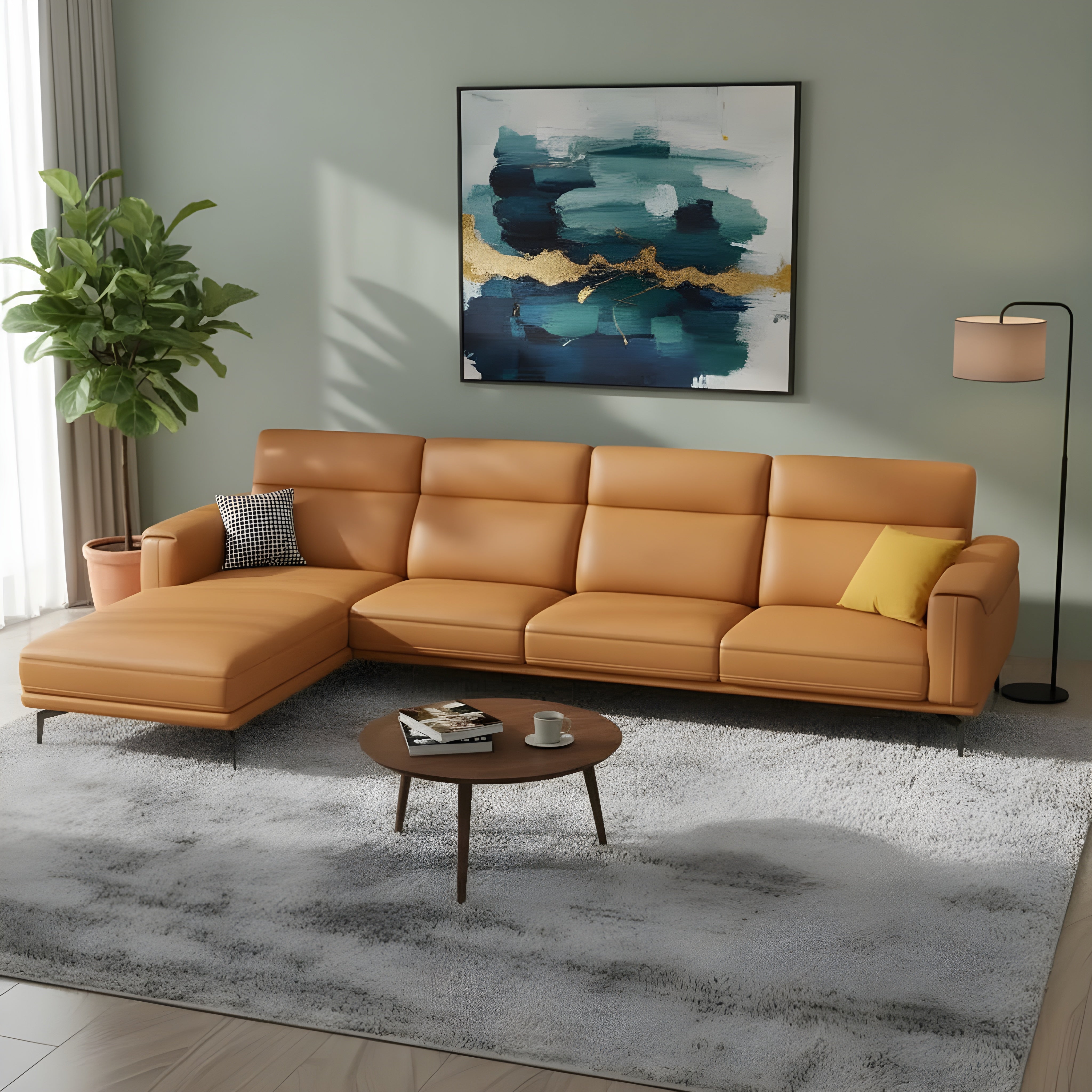 Luxe Lounger Aurora L-Shaped Leather Sectional Sofa